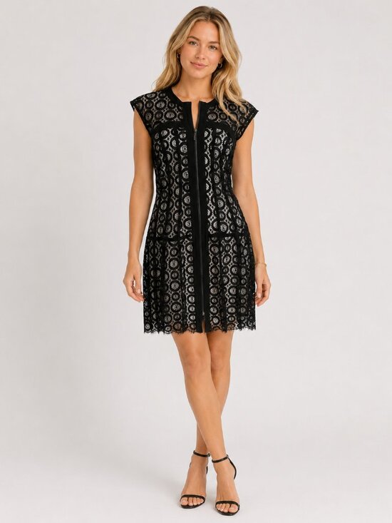 Nanette Lepore Dresses & Skirts - Nanette Lepore Black Lace Zip Front Dress – Size 4 NWT